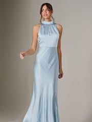 Jolie Moi Blue Halter Neck Maxi Dress - Image 4 of 6