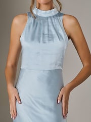 Jolie Moi Blue Halter Neck Maxi Dress - Image 6 of 6