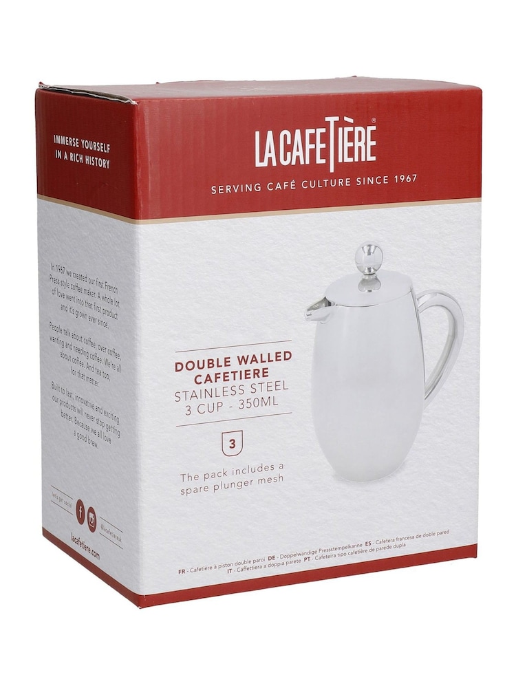 La Cafetiere Silver Small Stainless Steel Cafetière Coffee Maker - Image 3 of 3 La Cafetiere Silver Small Stainless Steel Cafetière Coffee Maker - Image 3 of 3