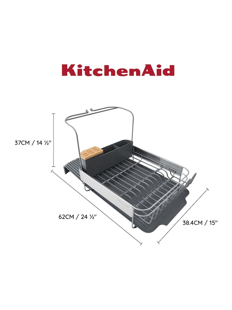 Kitchen Aid Grey Expandable Dish Drying Rack Glassware Holder - Image 5 of 5