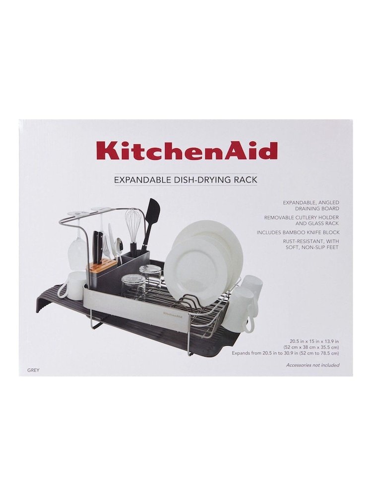 Kitchen Aid Grey Expandable Dish Drying Rack Glassware Holder - Image 6 of 6 Kitchen Aid Grey Expandable Dish Drying Rack Glassware Holder - Image 6 of 6