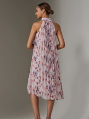 Jolie Moi Purple Pleated Halter Neck Midi Dress - Image 2 of 5