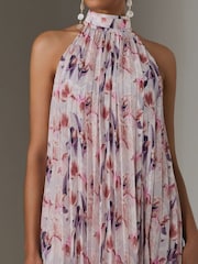 Jolie Moi Purple Pleated Halter Neck Midi Dress - Image 5 of 5