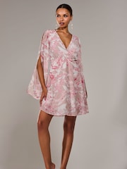 Jolie Moi Pink Chiffon Split Sleeve Mini Dress - Image 3 of 6