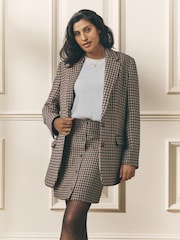 Laura Ashley Brown Heritage Dogtooth Check Blazer with Wool - Image 3 of 7