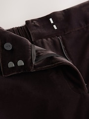 Chocolate Brown Matte Velvet Elastic Back Wide Leg Trousers - Image 3 of 3