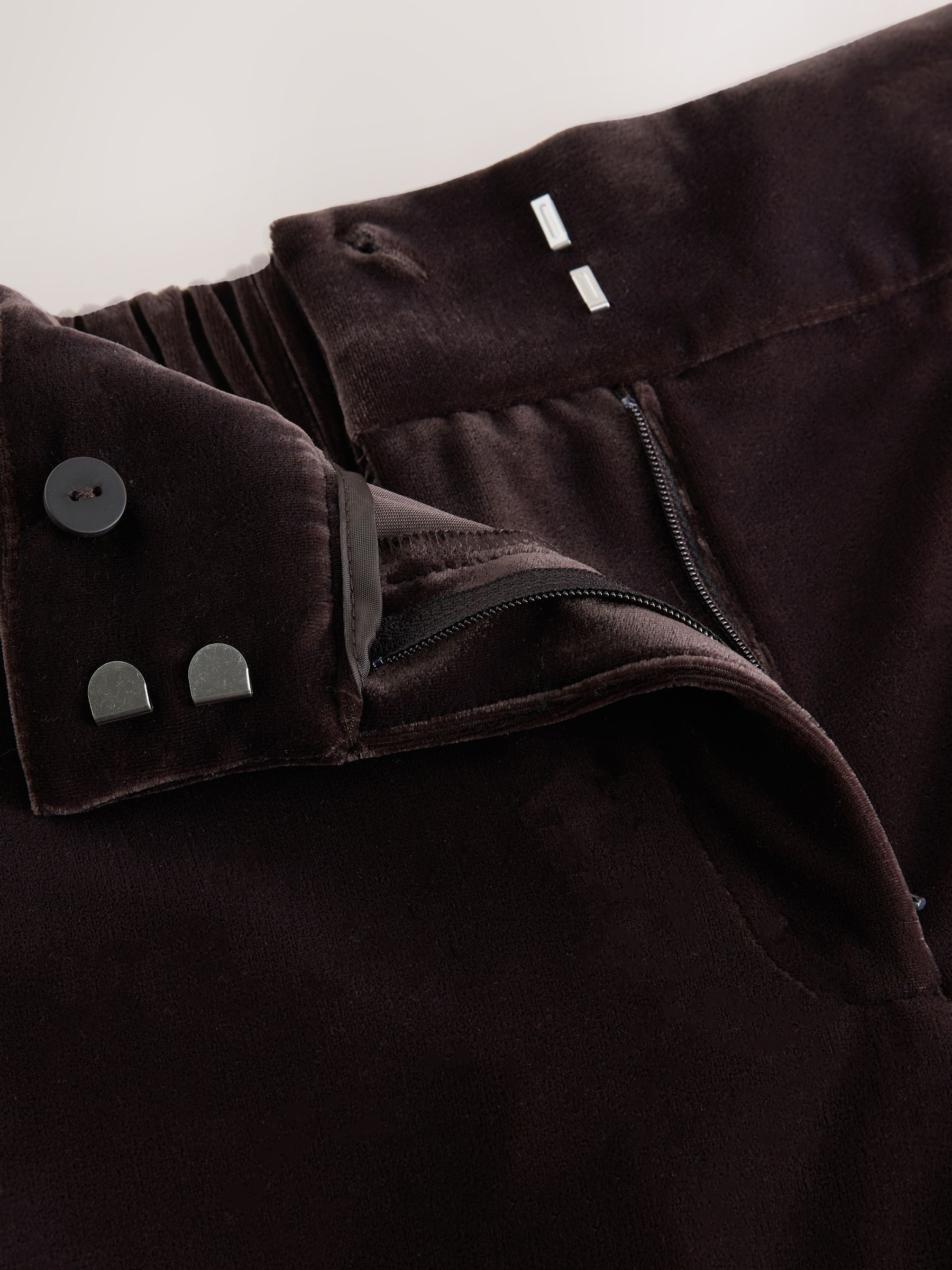 Buy Chocolate Brown Velvet Elastic Back Wide Leg Trousers from the
