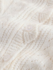 Laura Ashley Ecru Pointelle Button Through Scallop Cardigan With A Touch Of Wool - Image 2 of 4