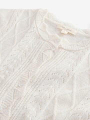 Laura Ashley Ecru Pointelle Button Through Scallop Cardigan With A Touch Of Wool - Image 3 of 4