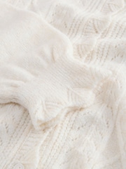 Laura Ashley Ecru Pointelle Button Through Scallop Cardigan With A Touch Of Wool - Image 4 of 4