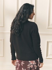 Laura Ashley Chocolate Brown Easy Crew Neck Jumper with a touch of Wool - Image 2 of 7