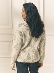 Laura Ashley Ecru/Green Christmas Tree Festive Jumper with a touch of Wool - Image 3 of 7