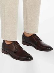 Dune London Brown Wide Fit Suffix Flex Sole Toecap Derby Shoes - Image 1 of 5