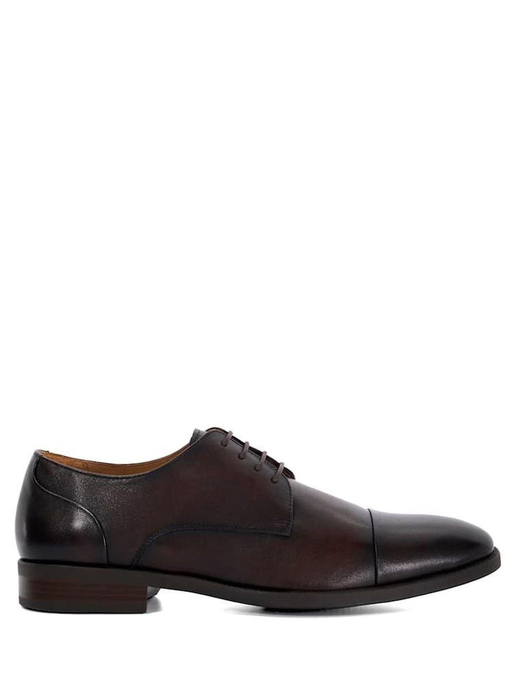 Dune London Brown Wide Fit Suffix Flex Sole Toecap Derby Shoes - Image 2 of 5