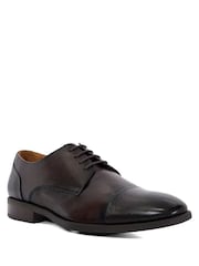 Dune London Brown Wide Fit Suffix Flex Sole Toecap Derby Shoes - Image 3 of 5