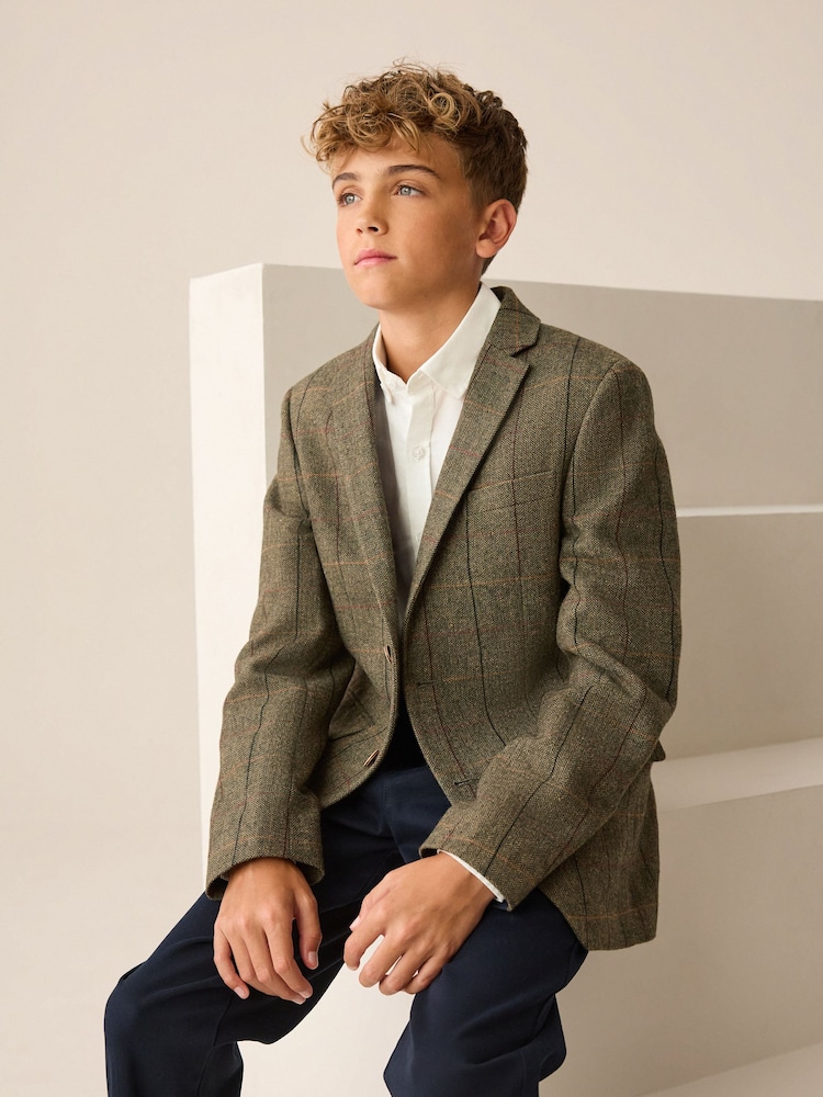 Green/Brown Check Blazer (3-16yrs) - Image 2 of 9 Green/Brown Check Blazer (3-16yrs) - Image 2 of 9