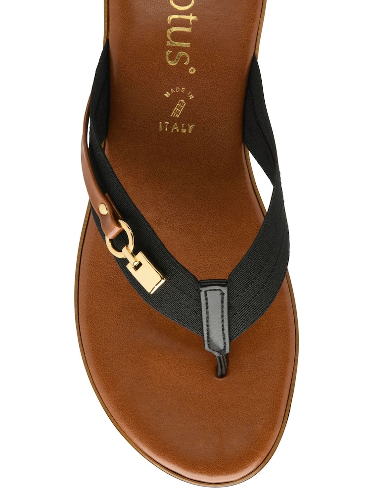 Lotus Black Low Wedge Toe Thong Sandals - Image 4 of 4
