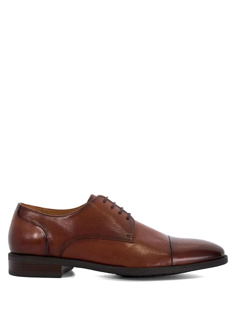 Dune London Brown Wide Fit Suffix Flex Sole Toecap Derby Shoes - Image 2 of 5