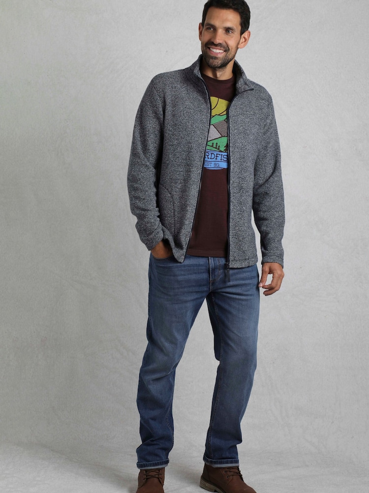 Weird Fish Blue Thames Full Zip Snow Marl Fleece - Image 1 of 6