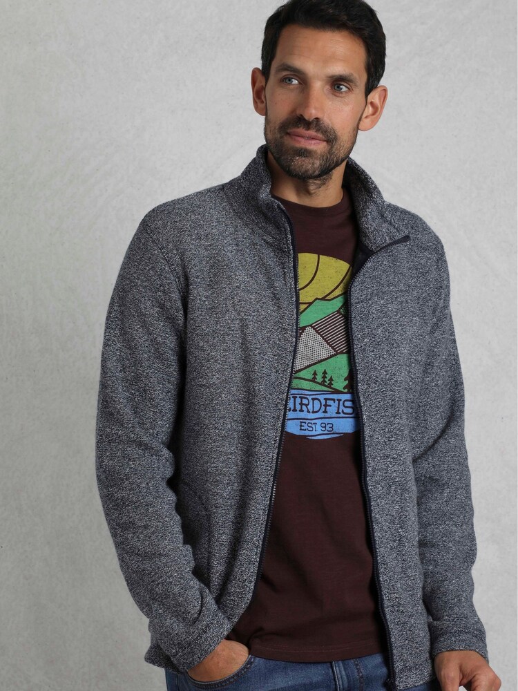 Weird Fish Blue Thames Full Zip Snow Marl Fleece - Image 3 of 6