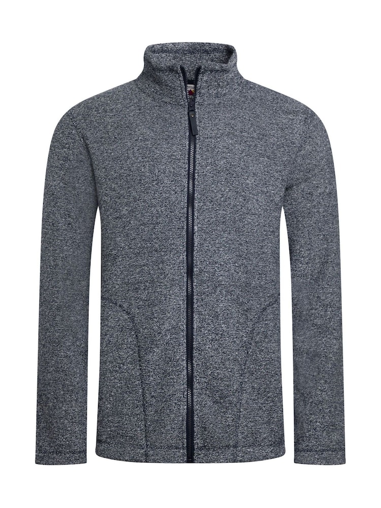 Weird Fish Blue Thames Full Zip Snow Marl Fleece - Image 5 of 6