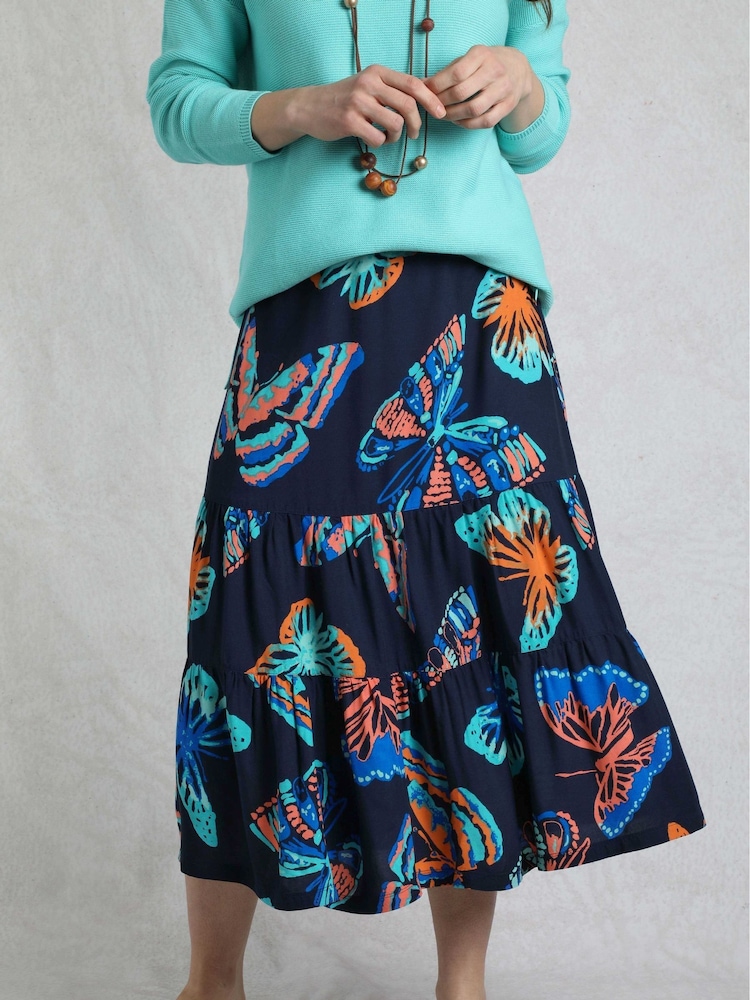 Weird Fish Cassis Viscose Printed Tiered Skirt - Image 1 of 4
