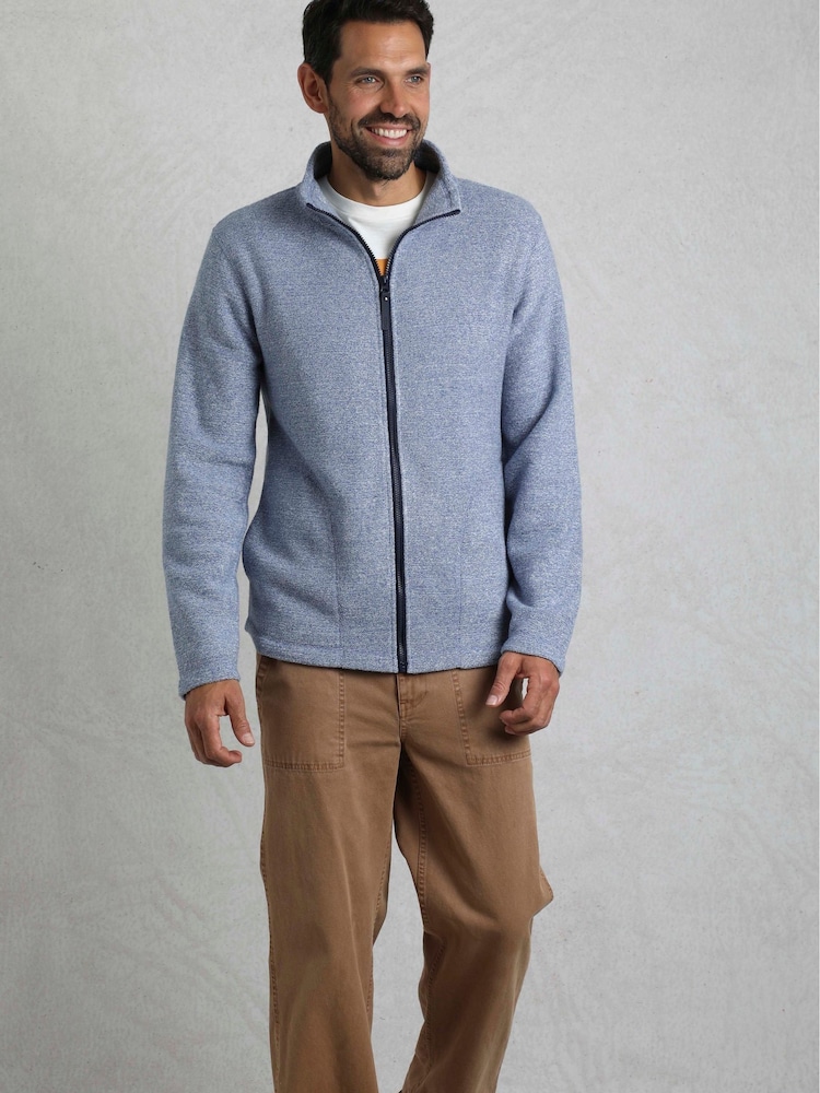 Weird Fish Aqua Blue Thames Full Zip Snow Marl Fleece - Image 1 of 6