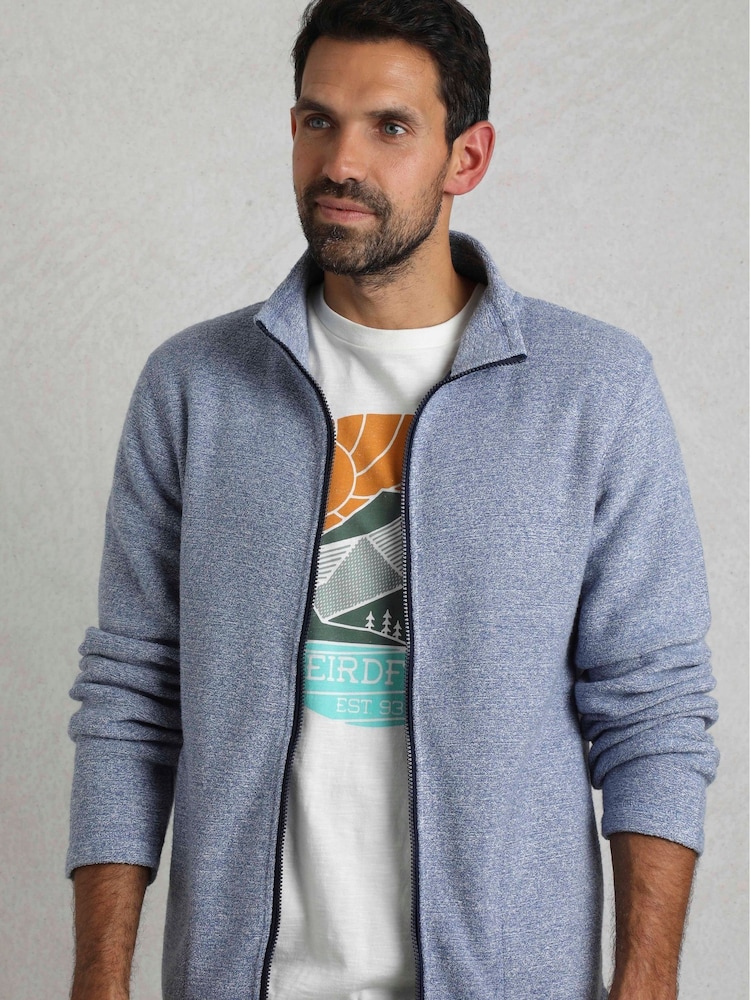 Weird Fish Aqua Blue Thames Full Zip Snow Marl Fleece - Image 2 of 6
