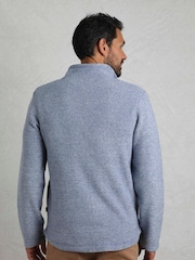 Weird Fish Aqua Blue Thames Full Zip Snow Marl Fleece - Image 3 of 6