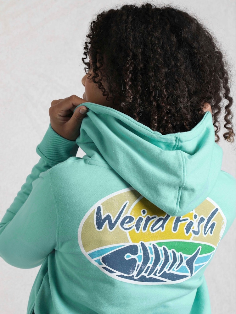 Weird Fish Blue Kira Graphic Pop Over Hoodie - Image 4 of 7