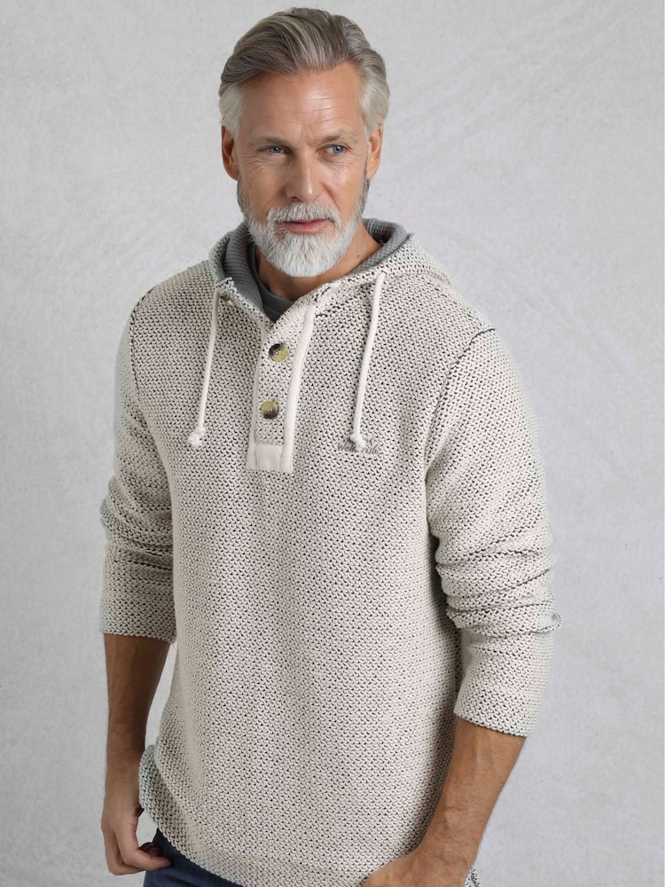 Weird Fish Cream Bakersfield Button Neck Hooded Macaroni Fleece - Image 1 of 6