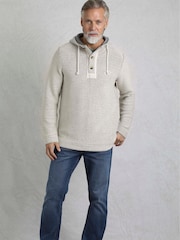 Weird Fish Cream Bakersfield Button Neck Hooded Macaroni Fleece - Image 3 of 6