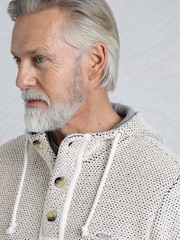 Weird Fish Cream Bakersfield Button Neck Hooded Macaroni Fleece - Image 4 of 6