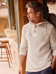 Weird Fish Cream Bakersfield Button Neck Hooded Macaroni Fleece - Image 5 of 6