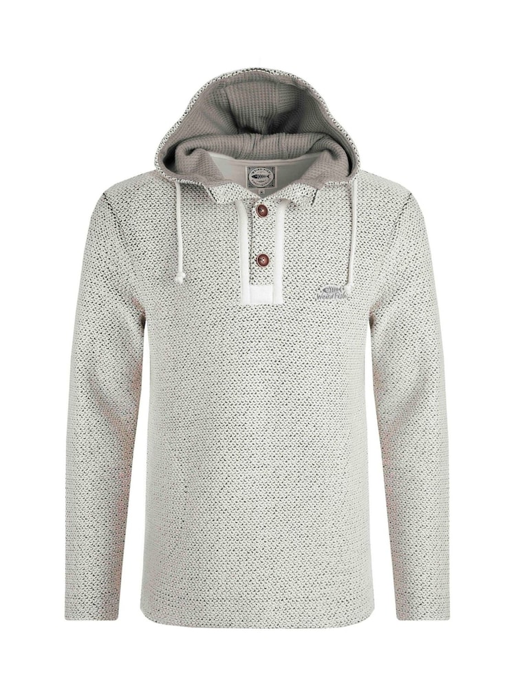Weird Fish Cream Bakersfield Button Neck Hooded Macaroni Fleece - Image 6 of 6