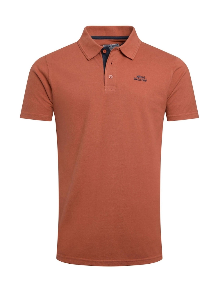 Weird Fish Brown Miles Pique 100% Cotton Polo Shirt - Image 5 of 5