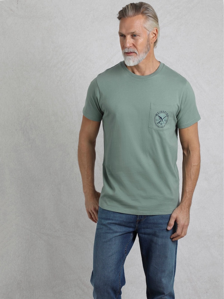 Weird Fish Green Tidal Short Sleeve Branded 100% Cotton T-Shirt - Image 1 of 6
