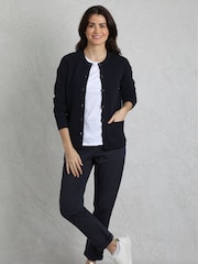 Weird Fish Blue Hayley Knitted Blazer Cardigan - Image 1 of 7