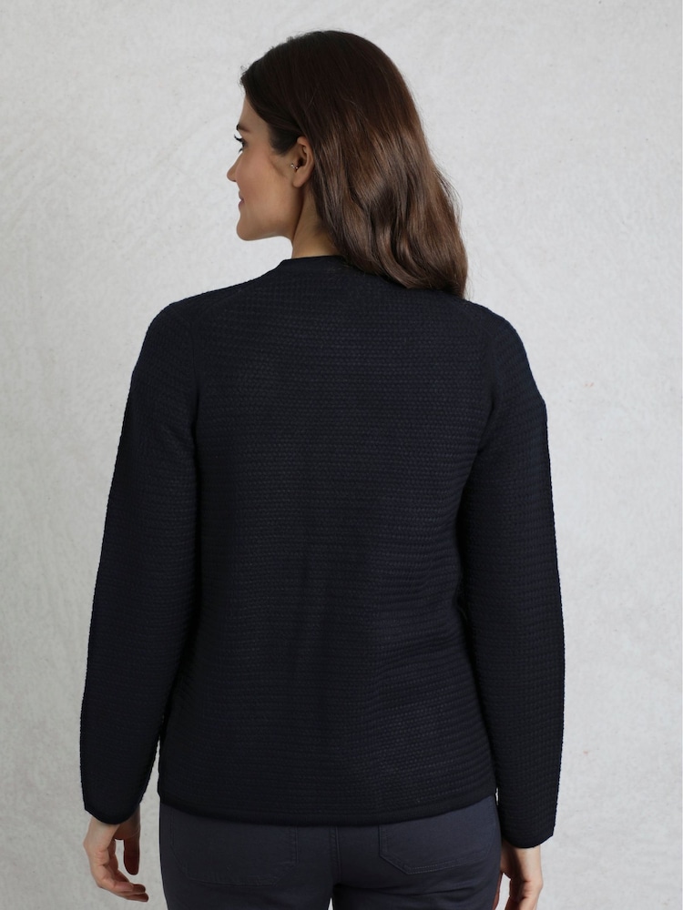 Weird Fish Blue Hayley Knitted Blazer Cardigan - Image 2 of 7