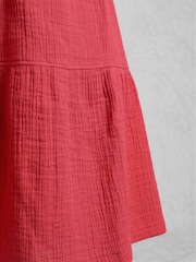 Weird Fish Red Lathika Doublecloth Midi Tiered 100% Cotton Skirt - Image 5 of 5