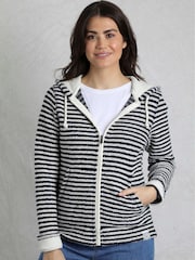 Weird Fish Cream Fisher Full Zip Stripe Hooded Macaroni Fleece - Image 1 of 8