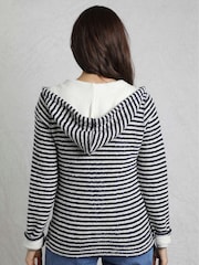 Weird Fish Cream Fisher Full Zip Stripe Hooded Macaroni Fleece - Image 2 of 8