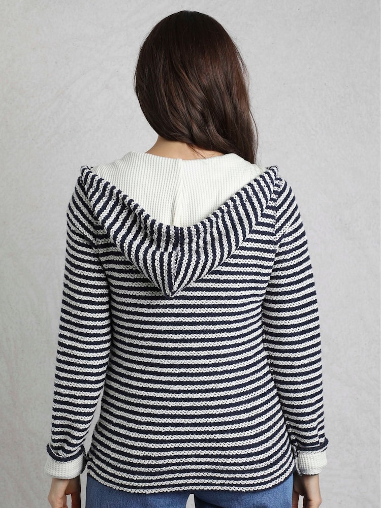 Weird Fish Cream Fisher Full Zip Stripe Hooded Macaroni Fleece - Image 2 of 8