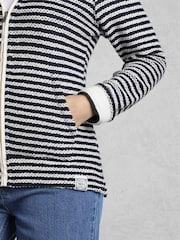Weird Fish Cream Fisher Full Zip Stripe Hooded Macaroni Fleece - Image 5 of 8
