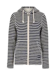 Weird Fish Cream Fisher Full Zip Stripe Hooded Macaroni Fleece - Image 7 of 8