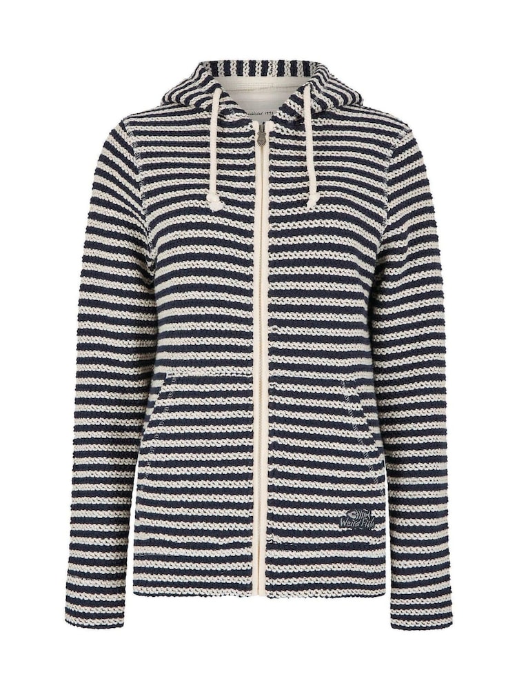 Weird Fish Cream Fisher Full Zip Stripe Hooded Macaroni Fleece - Image 7 of 8