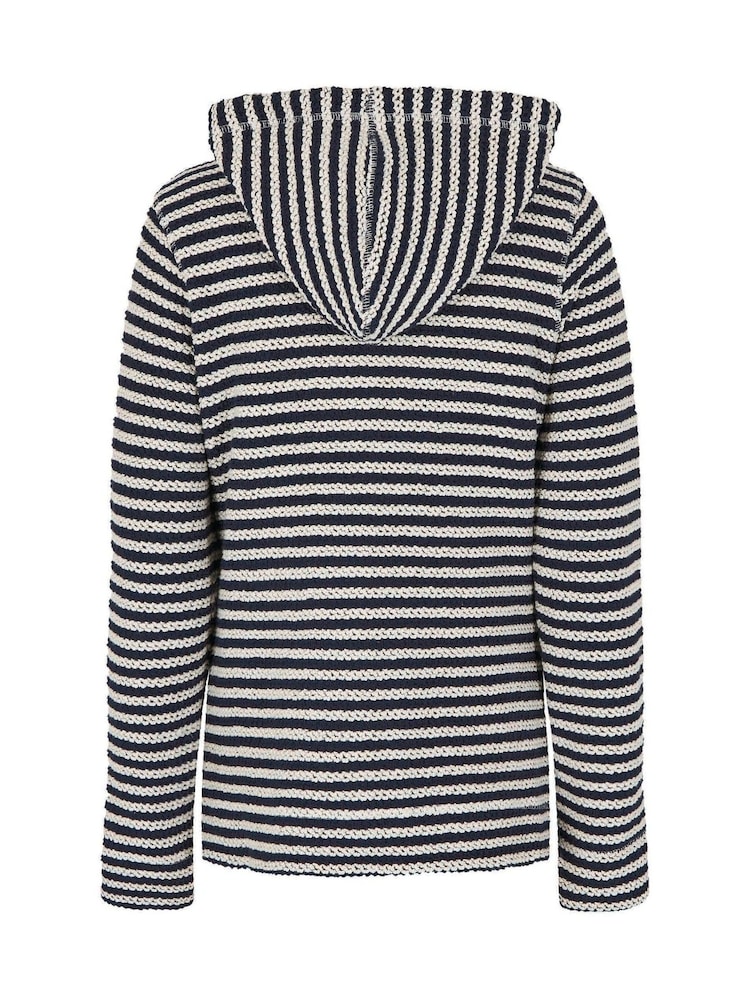 Weird Fish Cream Fisher Full Zip Stripe Hooded Macaroni Fleece - Image 8 of 8