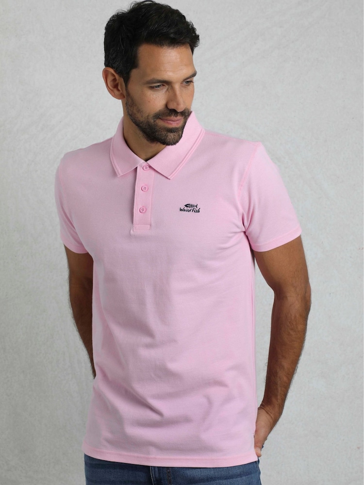 Weird Fish Pink Miles Pique 100% Cotton Polo Shirt - Image 1 of 7