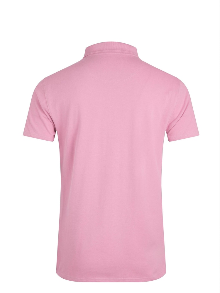 Weird Fish Pink Miles Pique 100% Cotton Polo Shirt - Image 7 of 7