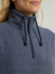 Weird Fish Blue Odina Quarter Zip Textured Fleece - Image 5 of 7